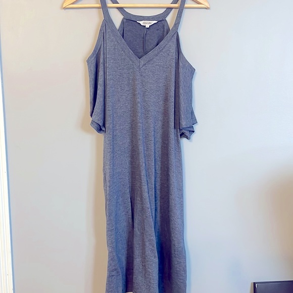 Steel blue cold shoulder t-shirt dress - Picture 1 of 4